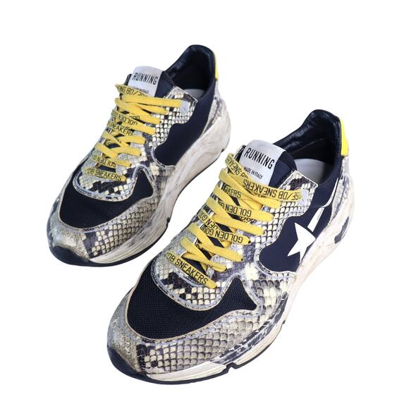 GOLDEN GOOSE Running Sole Sneaker Natural Snake Print and White Star Women's 40 - Picture 1 of 12